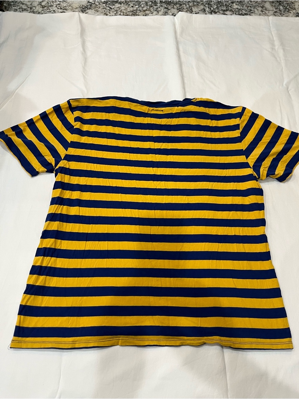 GUESS Yellow & Navy Striped Logo Tee - Picture 3 of 3